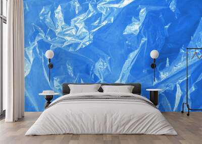 Close-up of wrinkled blue plastic background Wall mural