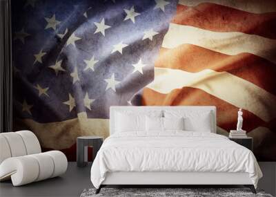 Closeup of grunge American flag Wall mural