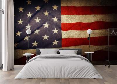 Closeup of grunge American flag Wall mural