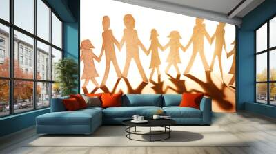 Family paper chain holding hands united together Wall mural