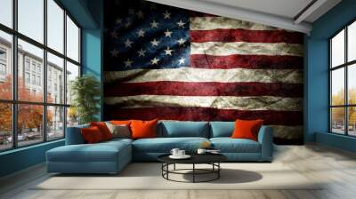 Grunge retro old vintage American flag Wall mural