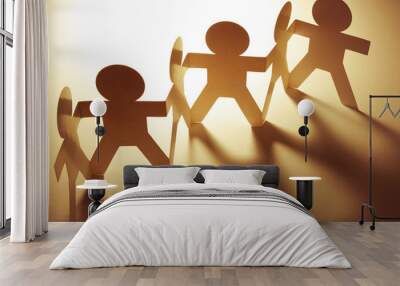 Paper chain team together holding hands united Wall mural