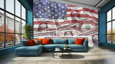 USA America flag and cash money Wall mural