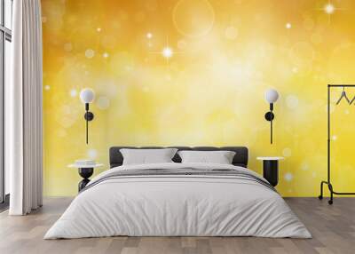 Yellow gold circles and stars abstract background Wall mural