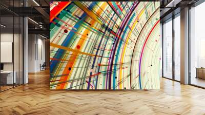 Abstract speed movement curve lines colorful on white background retro tones. Wall mural