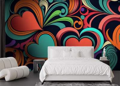 valentine hearts colourful background generative ai digital illustration	
 Wall mural