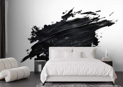 Abstract black in splash, paint, brush strokes, stain grunge isolated on white, transparent background, PNG Wall mural