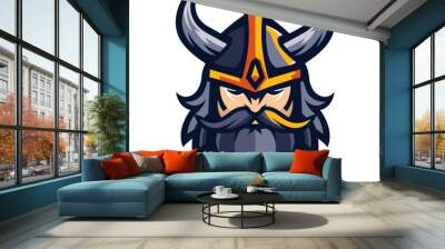 Viking vector mascot logo design with modern illustration concept style for badge, emblem and tshirt printing. Viking sticker. Viking illustration for sport and esport team logotype Wall mural