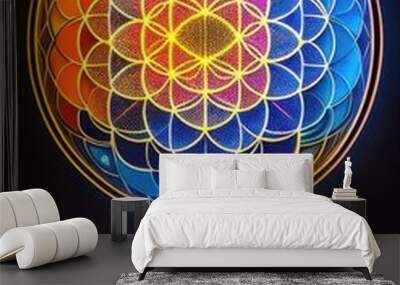 colorful Flower of Life wallpaper Wall mural