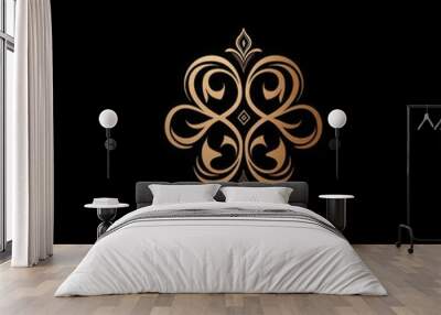 Golden Floral Ornate Design Element for Luxury Branding Wall mural