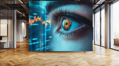 Human Eye with Digital Data Reflection Cyber Security Artificial Intelligence Technolo Wall mural