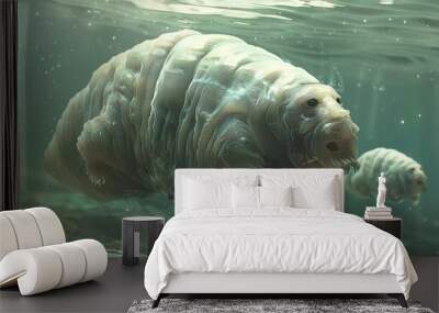 Tardigrade Microscopic Animal Swimming Underwater Wall mural