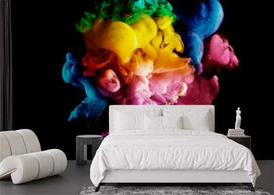 Acrylic colors and ink in water. paint on a black background, the best photo Wall mural