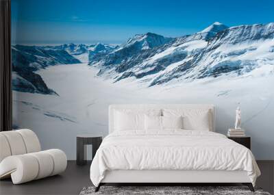 Snow Mountain Landscape with Blue Sky from Jungfrau Region and s Wall mural