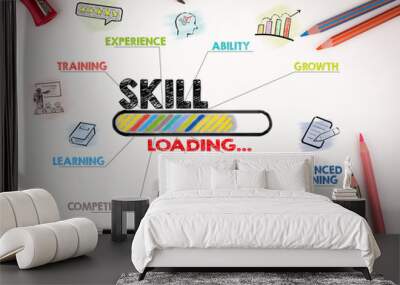 skill Concept. Chart with keywords and icons on white background. Wall mural