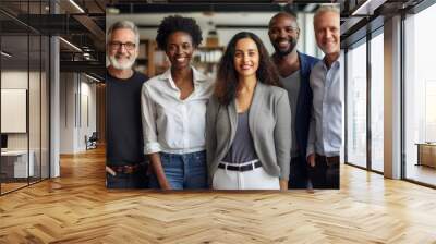 Diverse interracial business team, people diverse group looking at camera. Happy smiling multi-ethnic office worker startup crew photo.Good job, success project and businesspeople partnership concept Wall mural