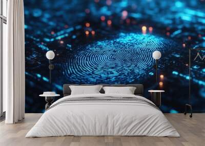 Innovative fingerprint identification systems strengthening data protection in cloud-based financial services banner Wall mural