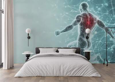 Neural Connections visualization in athlete body activity concept for sports science plain background Wall mural