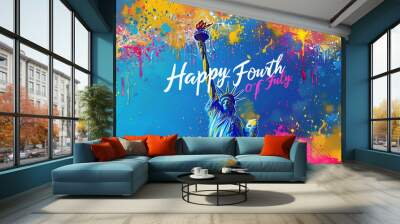 Colorful 4th of July with Statue of Liberty Wall mural