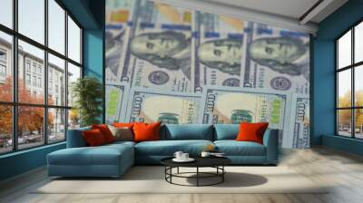 money 100 dollars background copy space background, selective focus bokeh  Wall mural