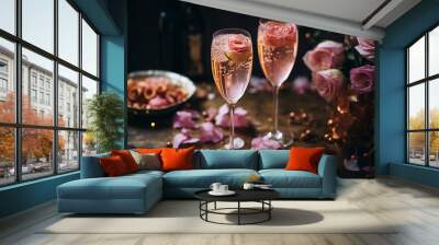 Sparkling Elderflower And Rose Holiday Drink Wall mural