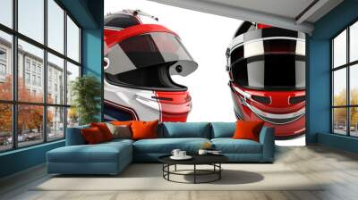 Race car halmet isolated on transparent background, set of Wall mural