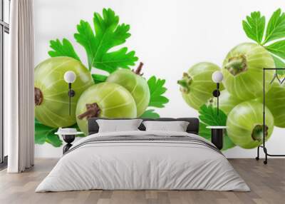 Set of Indian gooseberry with leaves isolated on transparent background Wall mural