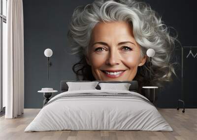 Beautiful and magnificent mature woman with gray hair Wall mural