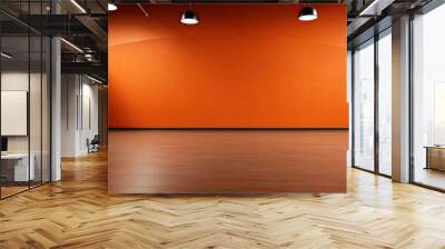 Bright orange room with unique lighting design Wall mural