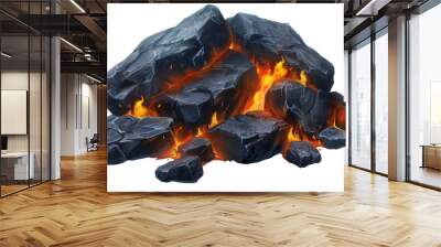 Cartoon coals glowing with barbecue grill fire Wall mural