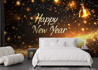 Celebrate the New Year with sparkling decorations and festive atmosphere, New Year Illustration, New Year Artwork Wall mural