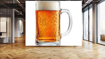 Sparkling amber beer in a clear glass mug on a transparent background, png image, beer graphic resource Wall mural