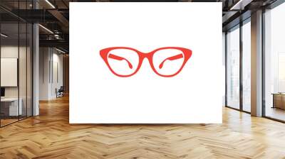 Glasses Red Icon On White Background. Red Flat Style Vector Illustration. Wall mural