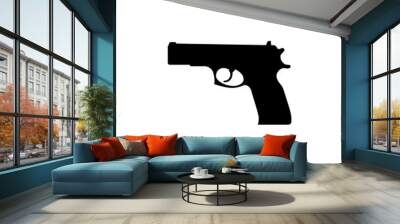 Gun Icon In Flat Style Vector For App, UI, Websites. Black Pistol Icon Vector Illustration. Wall mural