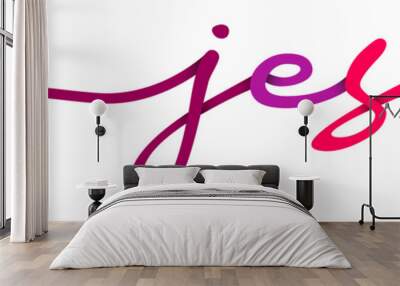 Jesus Handwriting Colorful Lettering Calligraphy Banner. Greeting Card Vector Illustration. Wall mural