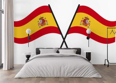 Spain Flag Waving Vector Illustration on White Background. Spain National Flag Wall mural