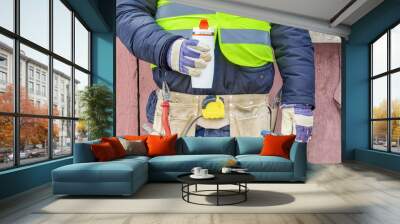 Builder with thermos Wall mural