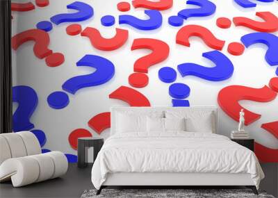 Concept of question marks in red and blue colors Wall mural