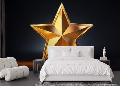 Gold star rating review isolated on best quality 3d Wall mural