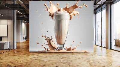 glass of healthy milk shake isolated on white back ground Wall mural