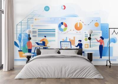 marketers analyzing consumer behavior,Vibrant vector illustration Wall mural