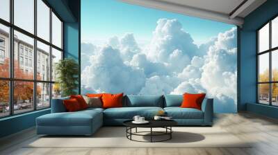 Light blue sky background fluffy clouds for a peaceful outdoor feel Wall mural