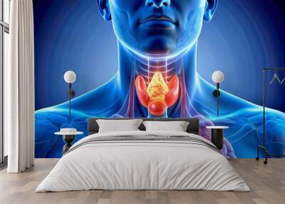 3D Illustration of Human Thyroid Gland, 3D Rendering, Anatomy, Medical Illustration, Thyroid Wall mural