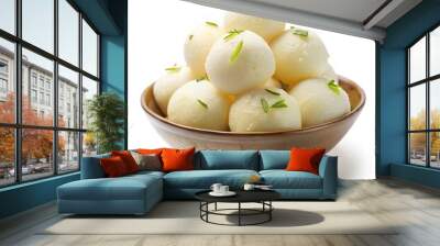 A Bowl Full of Rosogolla, Indian Sweet Balls, Close-up , Dessert , Sweets , Bengali Wall mural