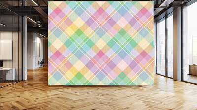 Striped Diagonal Pastel Plaid Pattern, abstract, background Wall mural