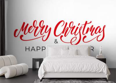 Merry Christmas and Happy New Year lettering. Christmas and New Year text calligraphy label design Wall mural