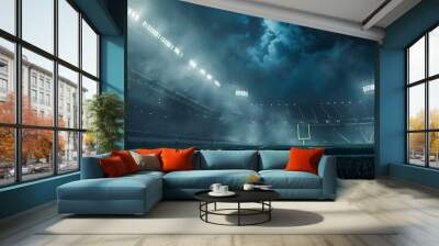 american football soccer stadium field sport background.generative ai Wall mural