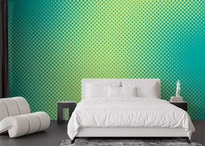 bright green and turquoise pop art retro background with halftone in comic style, vector illustratio Wall mural