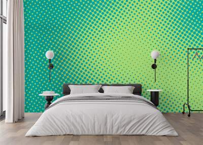 Bright turquoise and green pop art retro background with halftone in comics style vector illustration eps10 Wall mural