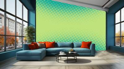 Bright turquoise green pop art background in retro comics book style. Cartoon superhero background with halftone dots gradient, vector illustration eps10 Wall mural